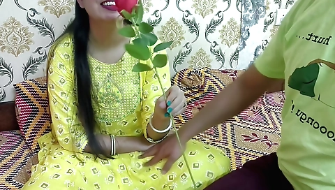 Indian girl has fun with her boyfriend in front of the camera