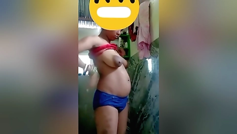 Hairy Indian girl doing a nice hairy bath with a shower