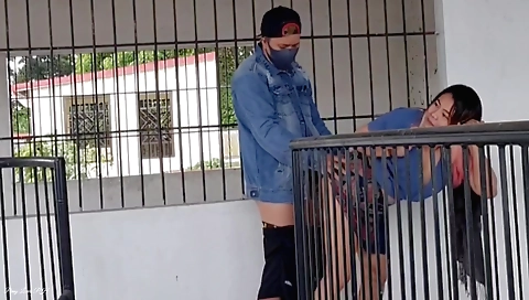 Horny stepsister fucks stepbrother in the cemetery outdoor