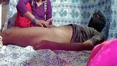 Indian brunette takes his dick in the back of couch