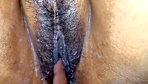 Indian wife is getting a handjob in my hairy pussy