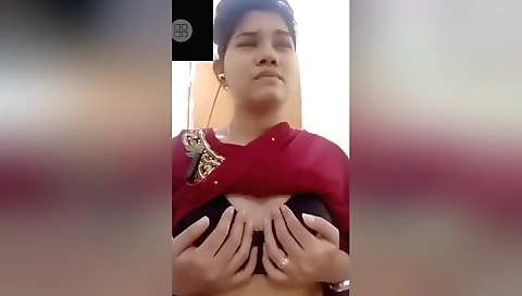 Brunette girl with small tits in amateur solo video