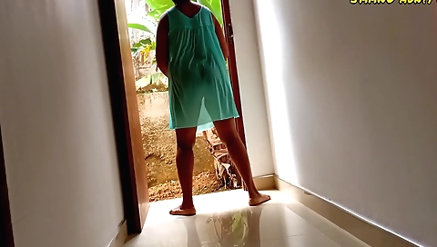 Indian babe wearing bikini goes outside on her bed