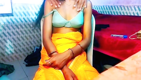 Hot brunette in a costume sucks her man in front of the camera