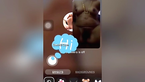 Sexy brunette making homemade video call with her hairy body