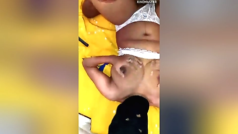 Amateur with big tits gets a creampie in her bedroom