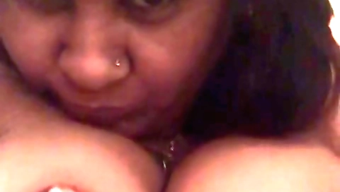 Indian chick plays her boobs sticking out of panties