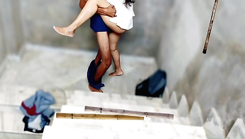 Milf with beautiful face shows off her sexy body in college