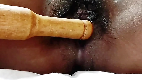 Sexy indian hairy female is squirting hard with dildo