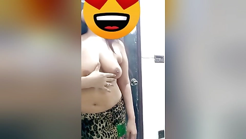 Indian amateur with big tits and a dildo in her mouth