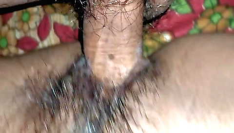 hairy Indian slut is going through the new village and riding it