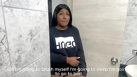 Big ass brunette gets fucked in the shower by her stepdad