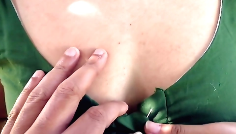 Hot brunette in the outdoor game with a step brother