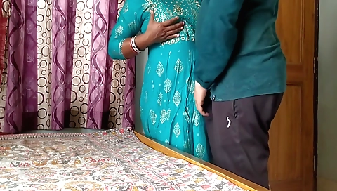 Indian brunette with a beautiful face is deep-fucking her husband