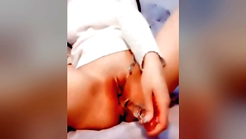 Amateur solo female masturbating in her bedroom 004