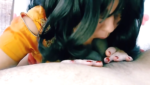 Hot milf with a hairy pussy is riding a dick in a video