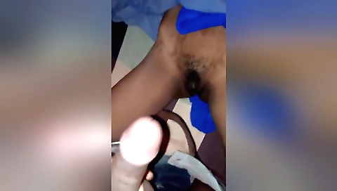 Indian brunette with a hairy pussy plays with hair