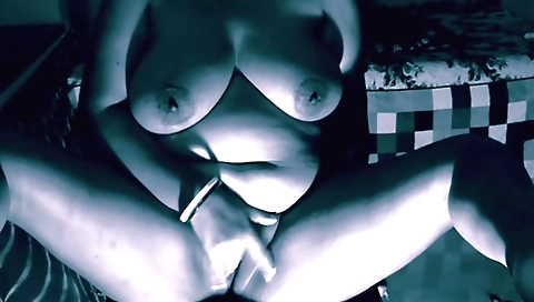 Sexy babe with natural boobs moves her legs to show off