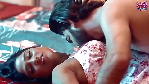 Indian brunette is getting fucked with a hot dildo