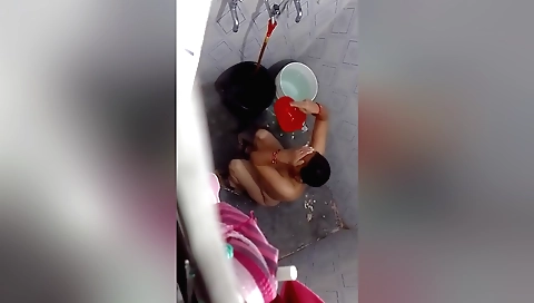 My brunette chick bathed in bed and enjoyed the warm sun