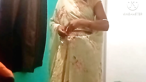 Indian beauty gets dressed and gives a little blow job