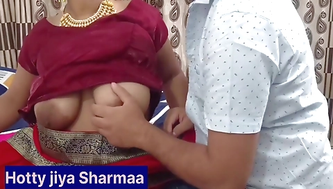 Indian brunette teen gets fucked in threesome porn