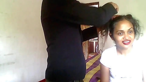 Brunette girl fucked by her stepbrother in her house