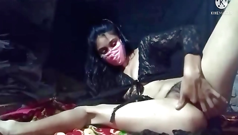 Amateur blonde fingering her hairy pussy in solo video