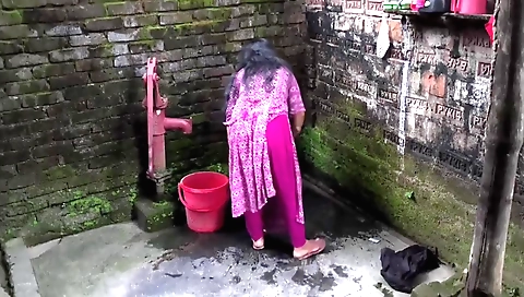 Busty indian woman with big ass fucked in bathroom